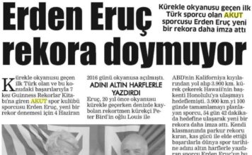 Erden Eruç Rekora Doymuyor