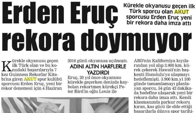 Erden Eruç Rekora Doymuyor