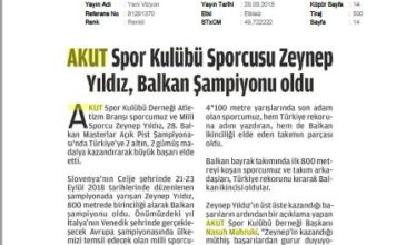 Zeynep Yıldız Balkan Şampiyonu Oldu